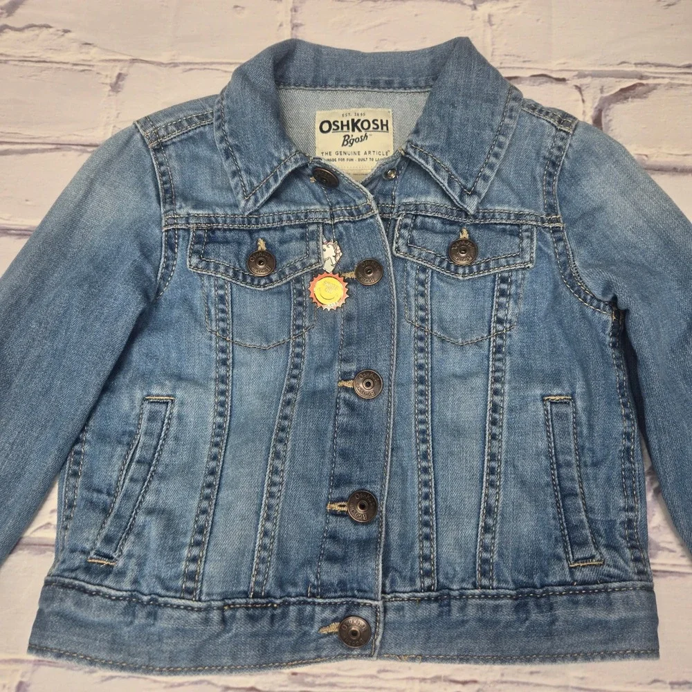OshKosh Bgosh Kids Denim Trucker Jacket Medium Wash Blue Jean Jacket 5T 28034210